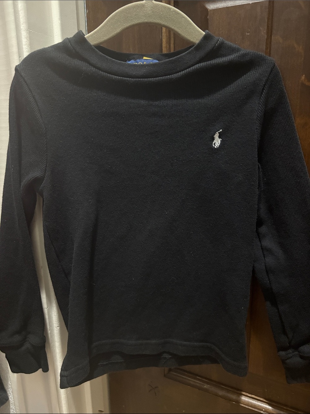 Polo by Ralph Lauren Black Long Sleeve Crew Tee with White Pony